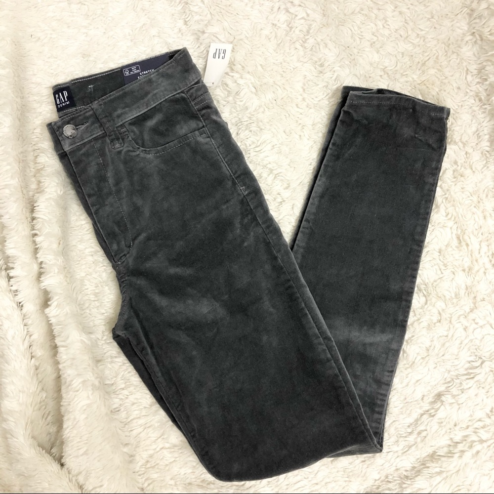 Gap Grey Velour High Rise True Skinny Ankle Pants